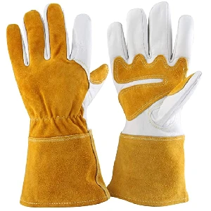 4. Leather Gardening Gloves Trim Puncture Proof Cowhide Work